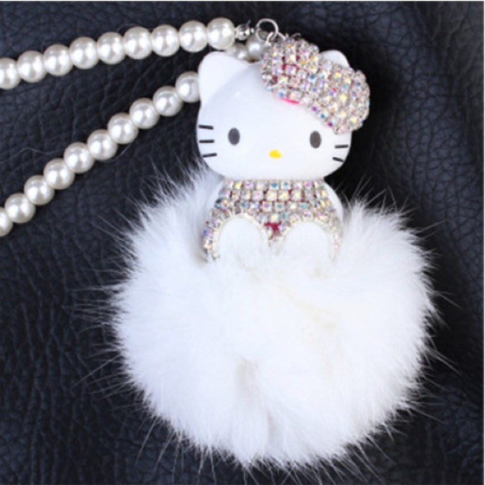 Rhinestone Hello Kitty Pompom Dangler - Picture 5 of 10